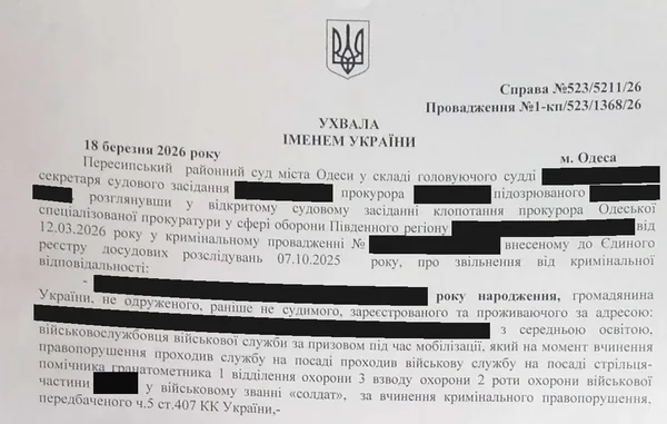 Ухвала Пересипського районного суду м. Одеси, справа № 523/5211/26 від 18.03.2026, вступна частина